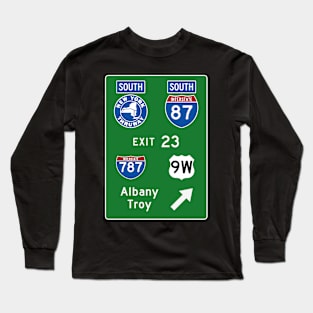 New York Thruway Southbound Exit 23: Rensselaer Albany I-787 Rte 9W Long Sleeve T-Shirt